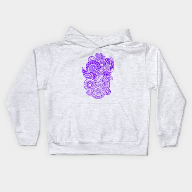 Abstract Mandala design (purple on white) Kids Hoodie by calenbundalas